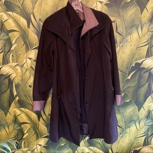 Gallery black rain trench coat w/ detachable hood